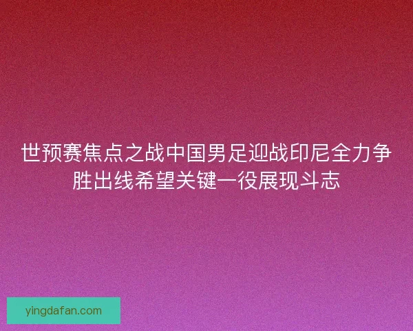 世预赛焦点之战中国男足迎战印尼全力争胜出线希望关键一役展现斗志 世预赛焦点之战中国男足迎战印尼全力争胜出线希望关键一役展现斗志